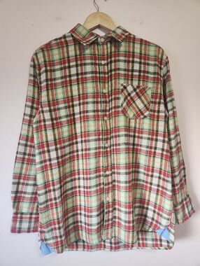 Bogari Vintage Style Plaid Flannel Shirt Multi-Color Colorful Size XL EUC